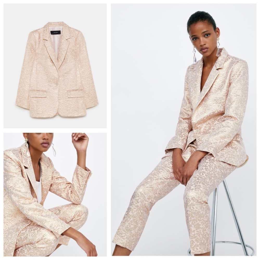 Zara Metallic Jacquard Blazer